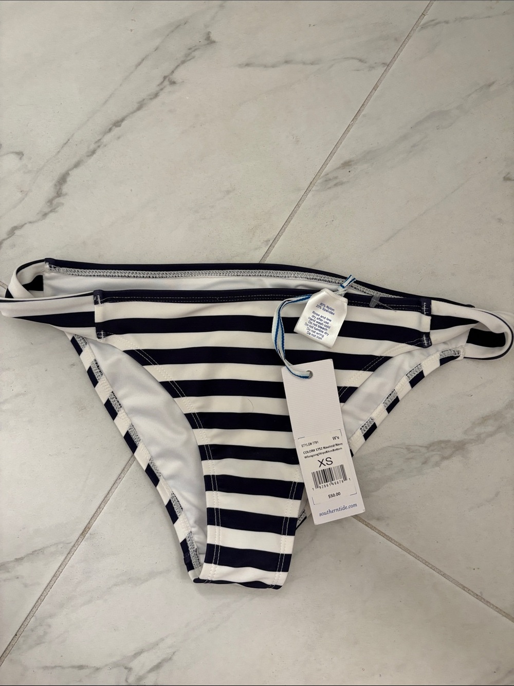 Southern Tide Blue and White Striped Bikini Bottom XS